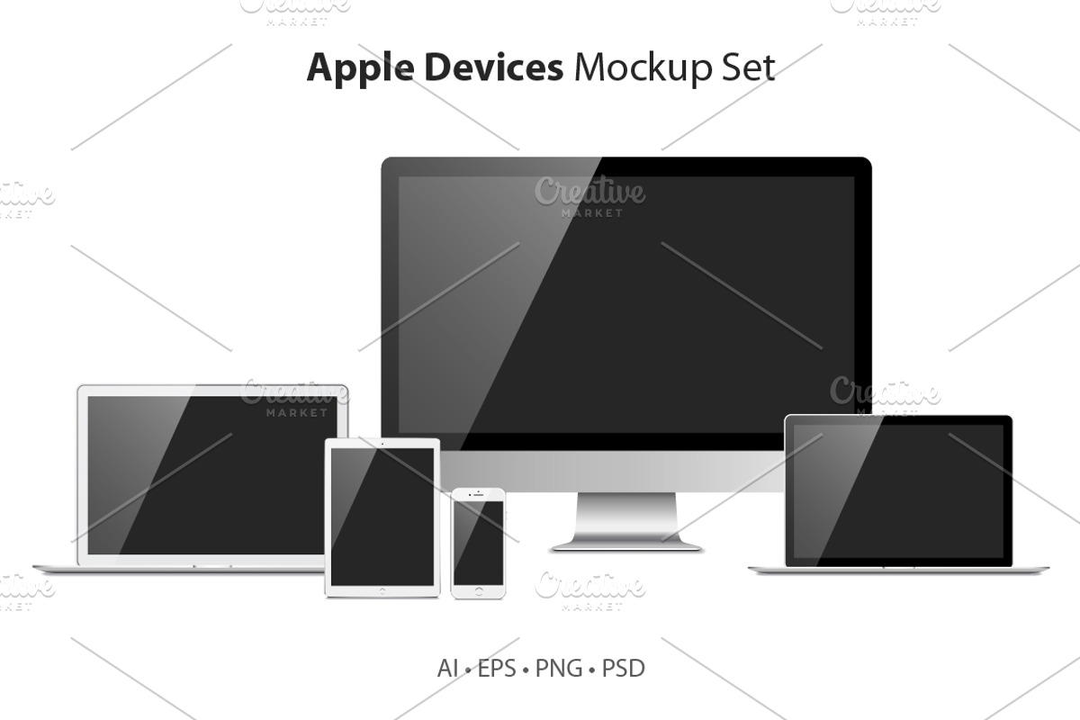 Apple Devices Mockup Set, an Object Graphic by Minty Fresh Graphics (Photo 1 of 6)