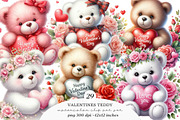 Watercolor Valentines Teddy Bear PNG, an Illustration by SinaCreation (Thumbnail 1 of 11)