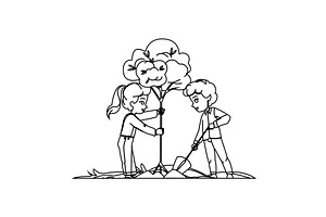 environment planting tree kid vector, a Person Illustration by pikepicture