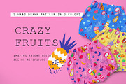 Crazy Fruits – 3 Patterns Collection, a Pattern Graphic by Yashroom (Thumbnail 1 of 3)