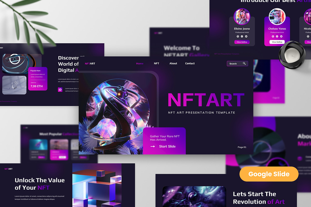 NFTART - NFT Art Google Slide, a Presentation Template by MtvtdArt (Photo 1 of 6)