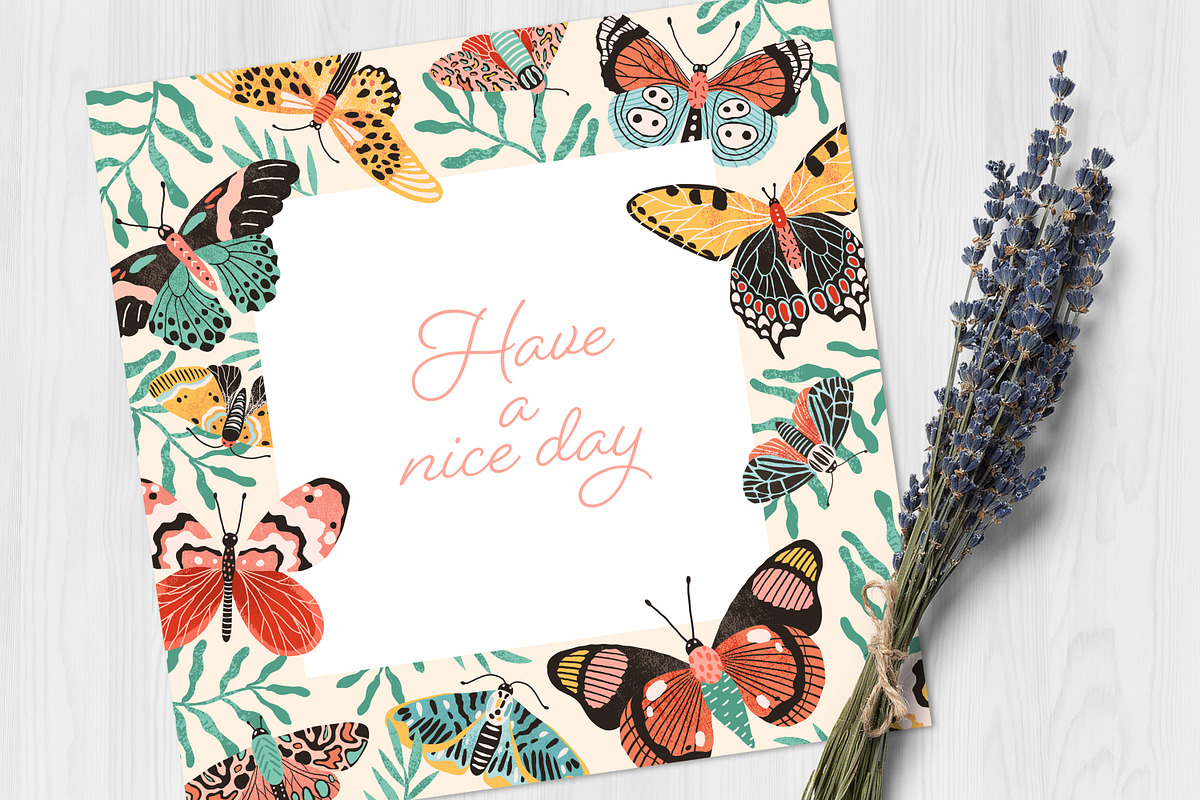 Frame background with butterflies, an Animal Illustration by Good Studio (Photo 2 of 3)