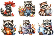 Autumn Raccoons Clipart, an Illustration by DreamArtGraphic (Thumbnail 4 of 4)