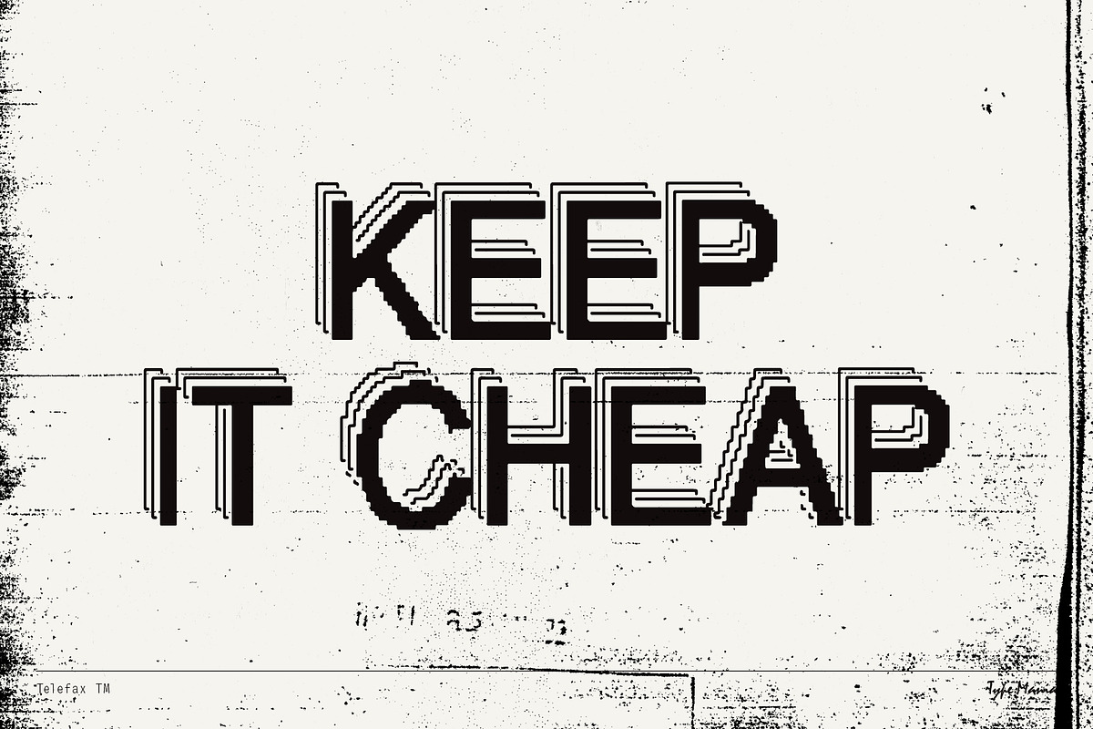 Telefax TM – Eroded Fax Typeface, a Sans Serif Font by Type Mania (Photo 7 of 9)