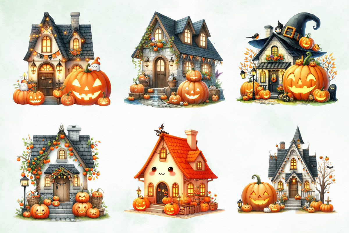 Halloween Cute Pumpkin House, an Illustration by Creative Art (Photo 4 of 4)