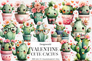 Cute Cactus Valentine Clipart Bundle, an Illustration by Designworld (Thumbnail 1 of 5)