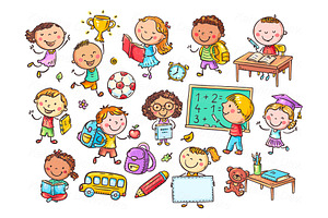 School Kids Clipart Set, an Education Illustration by Bubert Art
