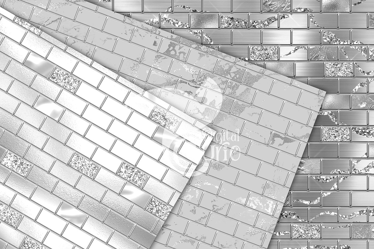 Silver Brick Walls Digital Paper, a Texture Graphic by Digital Curio (Photo 6 of 7)