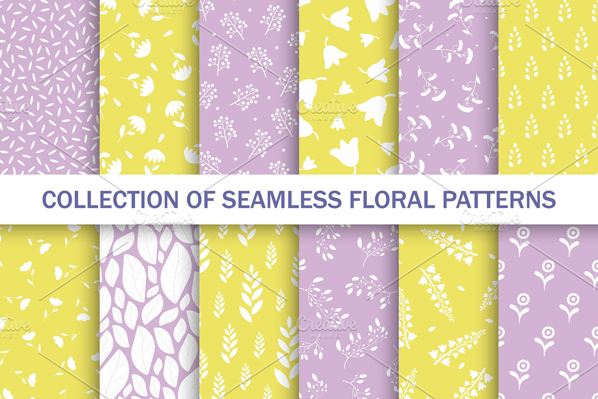 Floral bright seamless patterns set, a Pattern Graphic by ExpressShop (Photo 1 of 4)