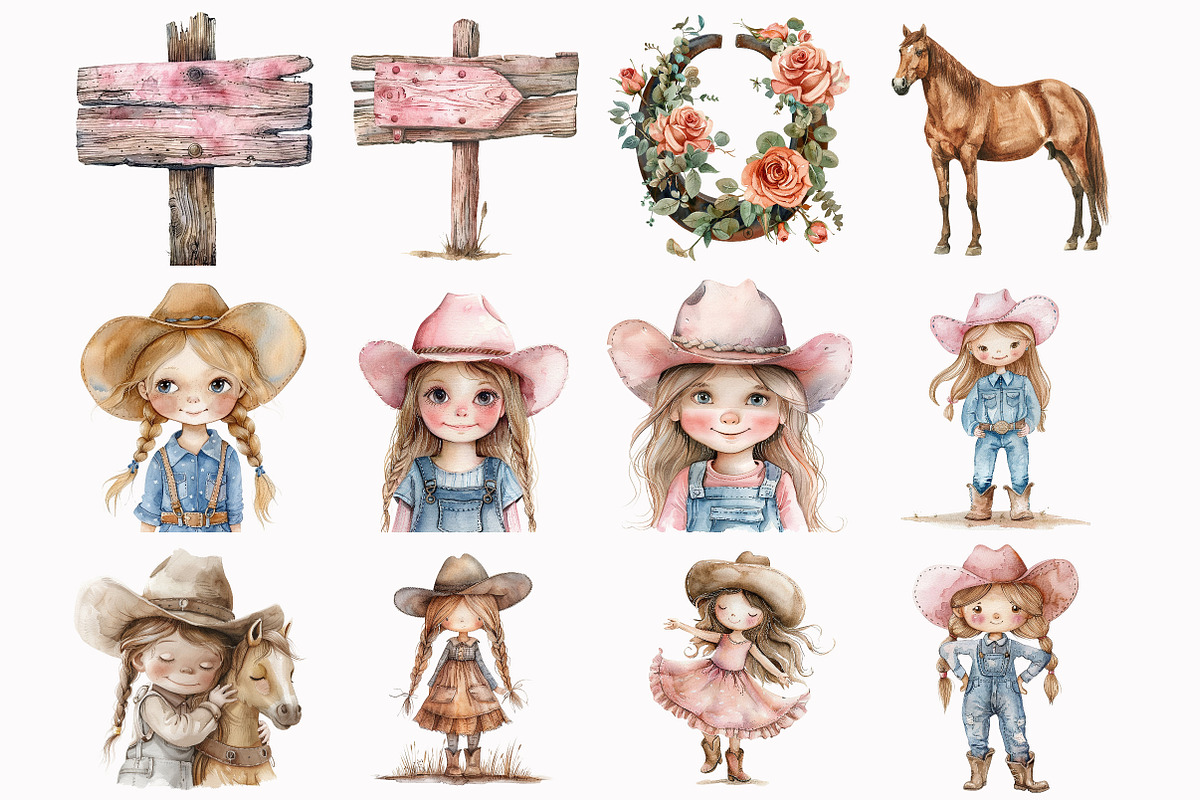 Pink Cowgirl Clipart, an Illustration by Design Market (Photo 3 of 5)