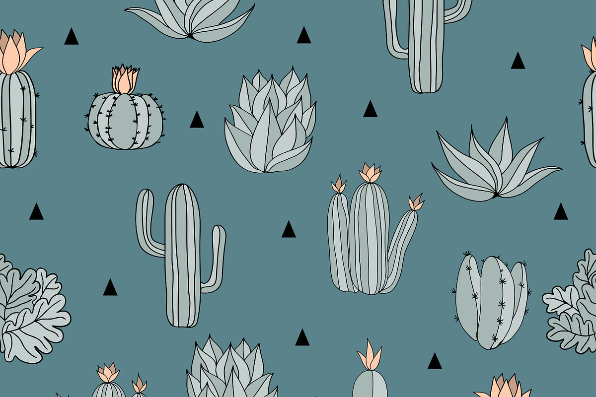 Cactus Pattern, a Background Graphic by OrcaJs (Photo 4 of 4)