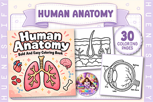 Human Anatomy Coloring Book, an Education Illustration by HueNestify