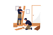 Workers repair houses set, a Person Illustration by PaperTrident (Thumbnail 8 of 19)
