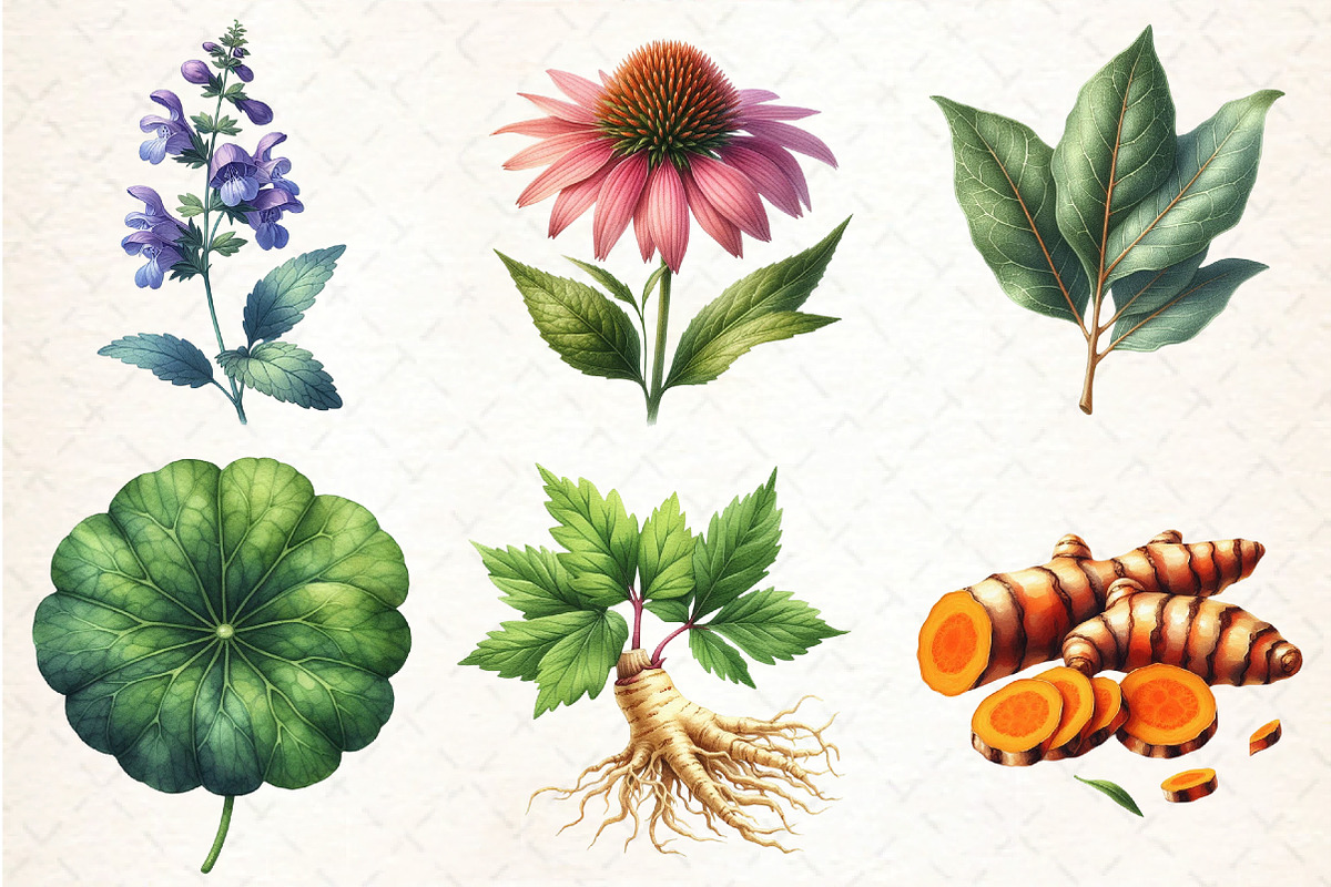 Medicinal Plants Clipart PNG Bundle, an Illustration by DreamCafeArt (Photo 2 of 9)