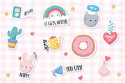 Cute Kawaii Sticker Set, a Templates & Theme by studiogstock (Thumbnail 1 of 5)