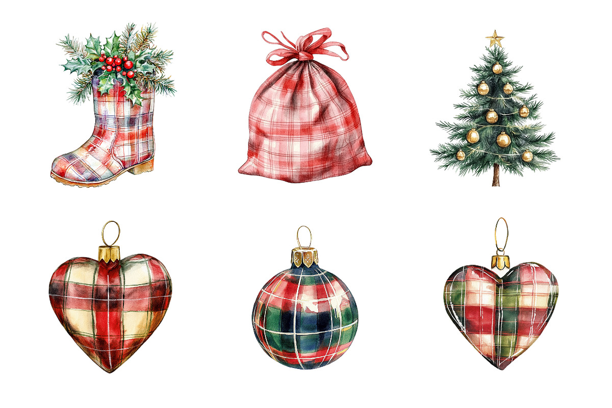 Plaid Christmas Clipart, an Illustration by Design Market (Photo 4 of 4)