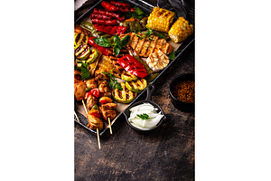 Assortment of grilled bbq meat and, a Food & Drink Photo by Yulia Furman