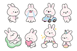 Funny kawaii bunny. Cute bunnies, an Animal Illustration by Stock-Smart-Start