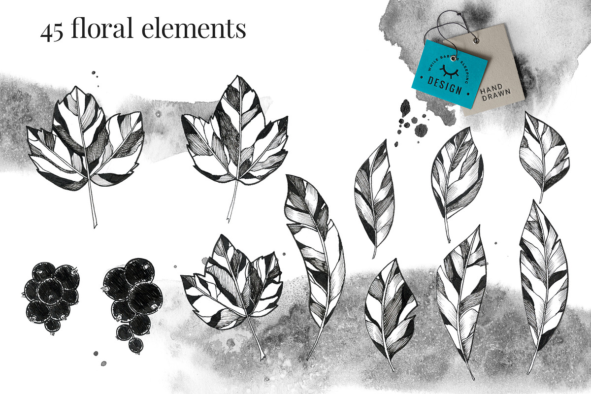 Black Ink Flowers and Watercolor, an Illustration by WBS Design (Photo 14 of 26)
