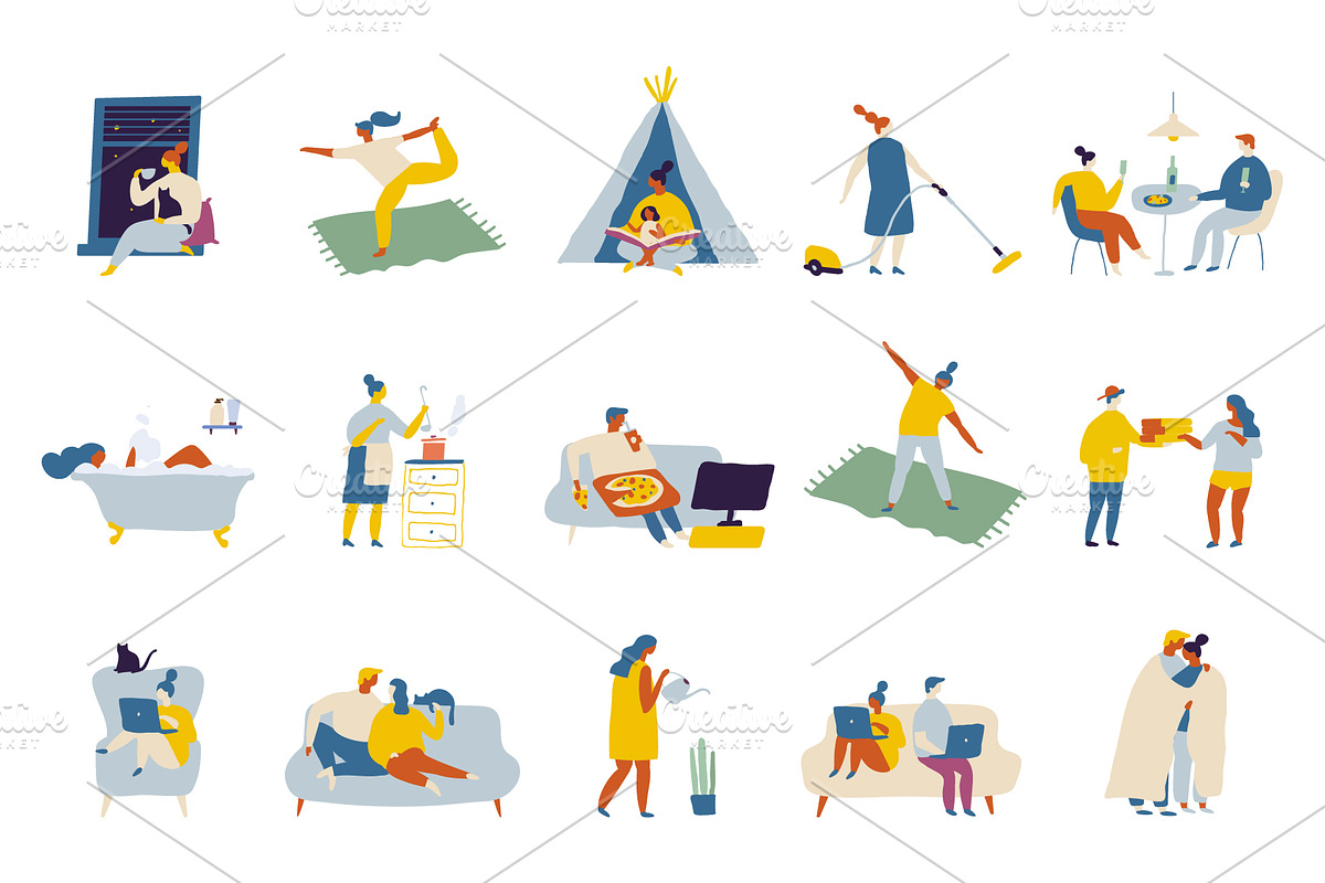 People Leisure time flat vector set, a Person Illustration by Vector_Art (Photo 1 of 4)