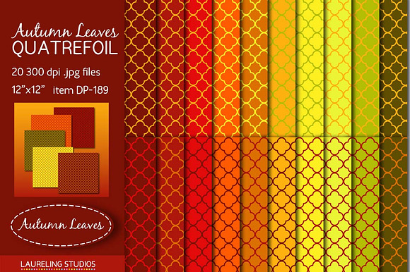 Autumn Leaves Quatrefoil digital pap preview 2