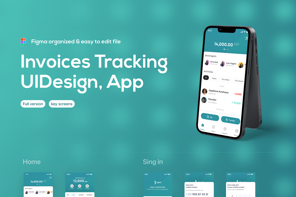 Invoices Tracking UI, App, a Design Template by Mohamed Lamine's UI bakre (Photo 2 of 2)