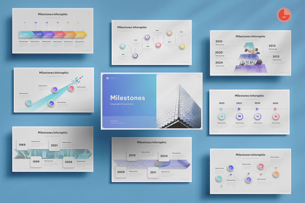 Milestones Presentation PowerPoint, a Presentation Template by Pixslides (Photo 1 of 6)