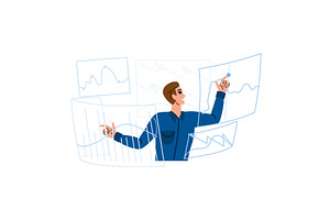 Businessman analyzing data on, a Finance Illustration by pikepicture