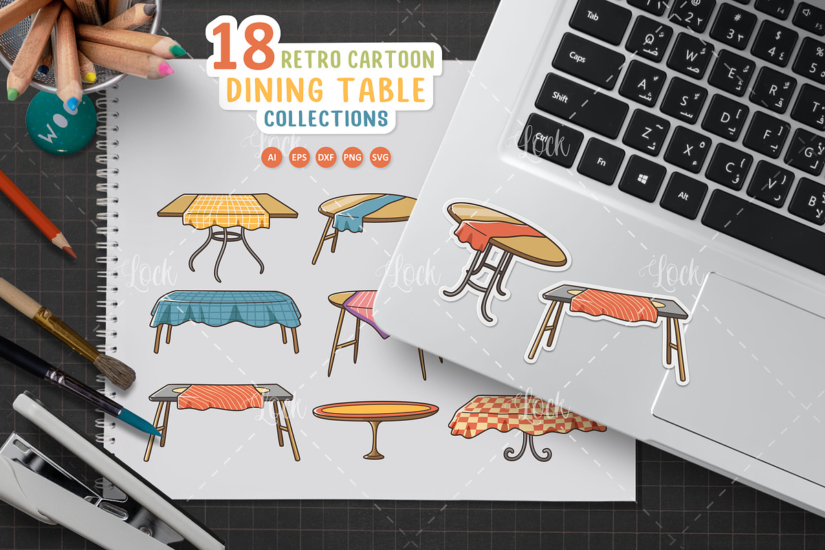 Set of wooden tables sticker design, a Graphic by Allmostudio (Photo 1 of 5)