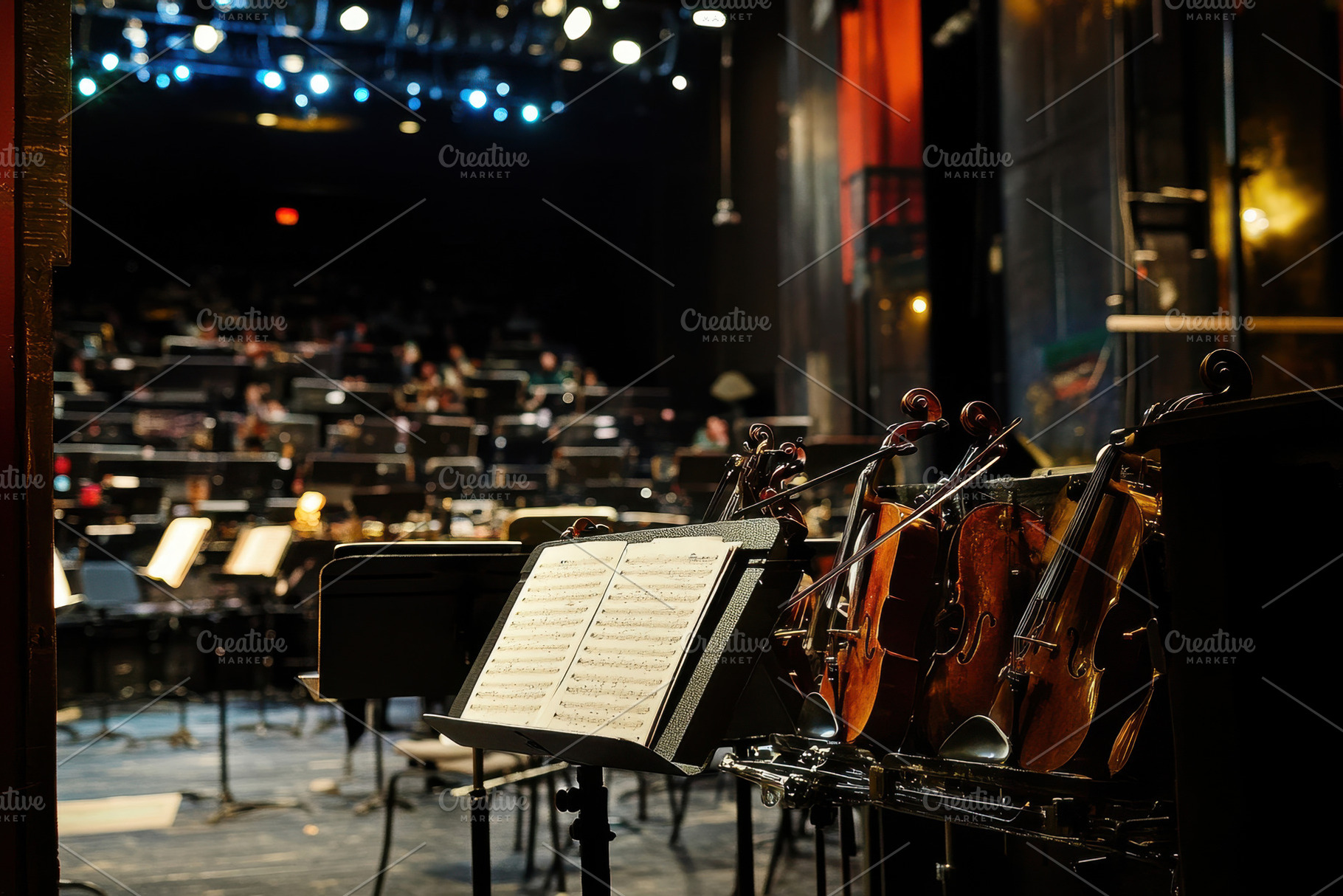 Musicians prepare for a performance, a Photo by Tanuart