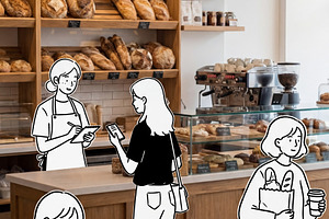 Modern Bakery Illustrated Characters, a Business Photo by Virgo Studio