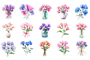 Sweet Pea Flower Clipart Bundle, an Illustration by Designking (Thumbnail 3 of 5)