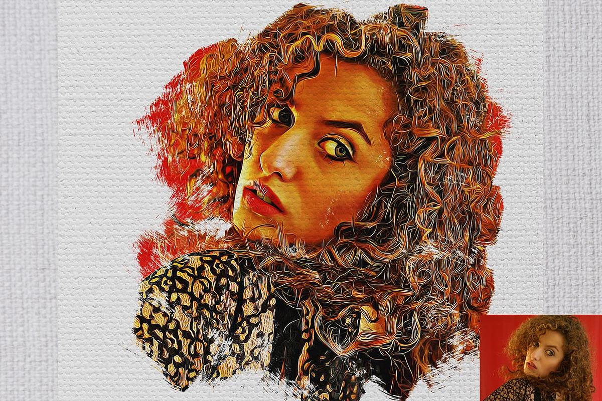Real Oil Paint Canvas FX Photoshop, an Action Add-On by Studio Retouch (Photo 5 of 17)