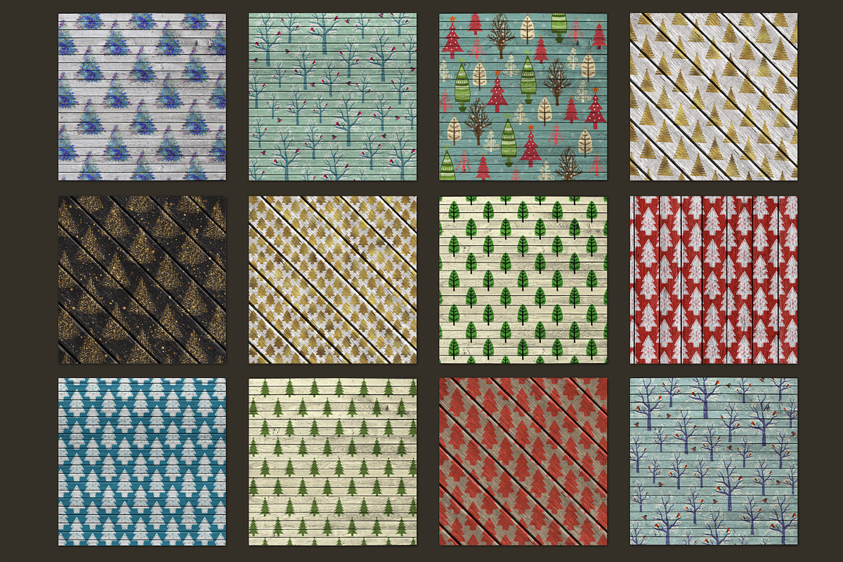 Christmas trees wood backgrounds, a Pattern Graphic by Paper Farms (Photo 2 of 2)