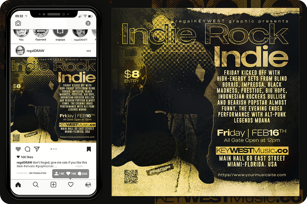Indie Rock Music Flyer, a Flyer Template by regalDRAW (Photo 3 of 3)