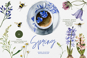 Spring wildflowers watercolor