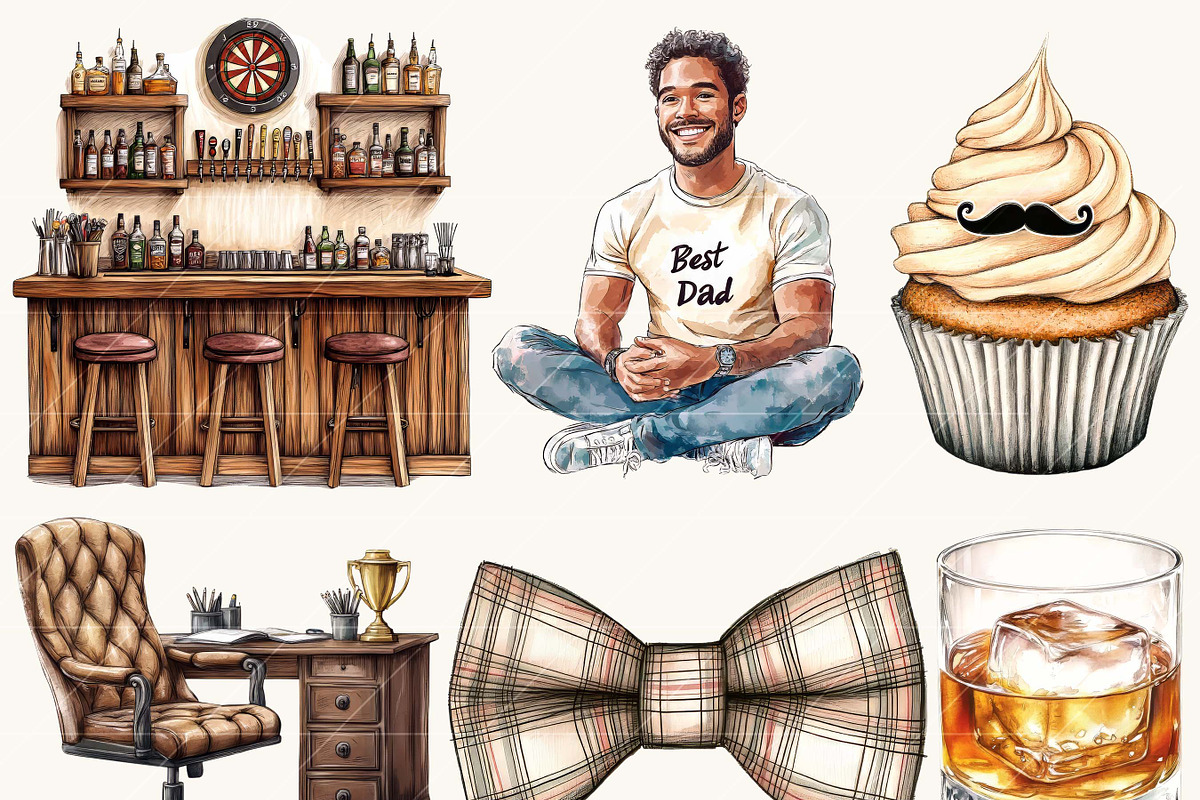 Fathers Day Clipart Bundle, a Person Illustration by BusyDaydesign (Photo 5 of 8)