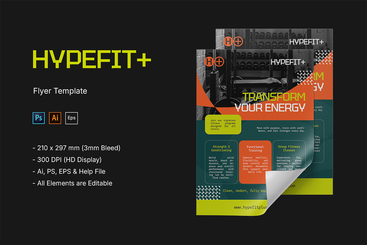Hypefit+ - Flyer Template, a Flyer Template by StreaksideStd (Photo 3 of 3)