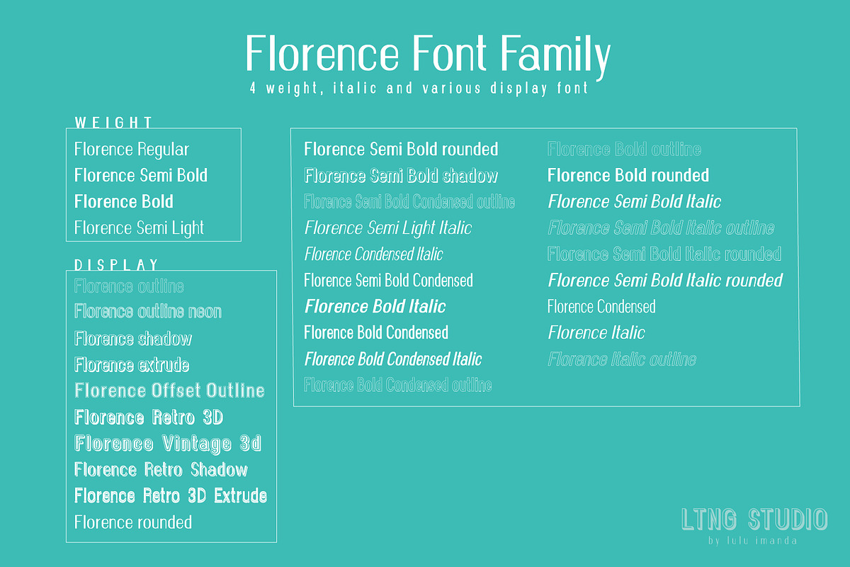 FLORENCE font family, a Sans Serif Font by LTNG STUDIO (Photo 2 of 7)