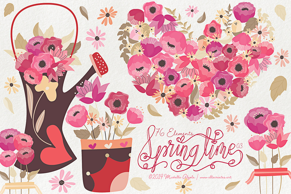 Springtime 03 - Red and Pink Vector, an Illustration by Michelle Alzola (Photo 1 of 5)