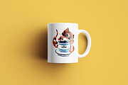 Cat, Coffee. Sublimation printing, an Illustration by ElliaArt (Thumbnail 2 of 4)