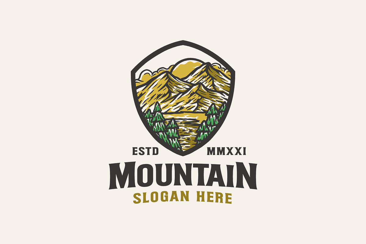 Mountain Vintage Badge Logo Template, a Branding & Logo Template by Guna Studio