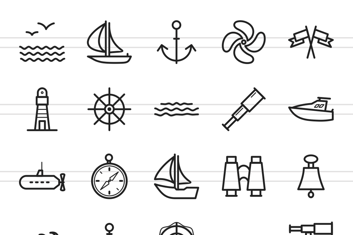 50 Sea Line Icons, an Outline Icon by IconBunny