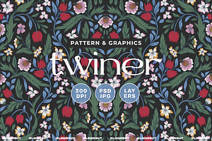 Elegant Botanical Floral Pattern, a Pattern Graphic by likorbut