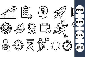 Business Productivity Icon Set, an Illustration by designvectx
