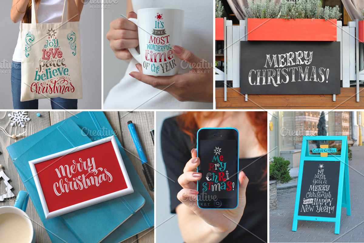 11 Christmas Lettering | 9 Ornaments, an Illustration by bariskina (Photo 5 of 5)