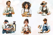 Barista Watercolor Cliparts, a Person Illustration by RobertsArt (Thumbnail 3 of 7)
