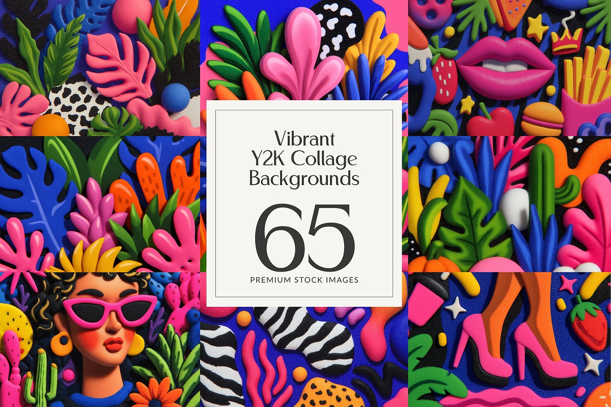 Vibrant Y2K Collage Backgrounds, a Background Graphic by HipFonts