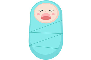 Newborn baby swaddle vector infant, a Person Illustration by SiberianArt