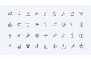 Eco technology green energy icons, an Object Illustration by Lemberg Vector